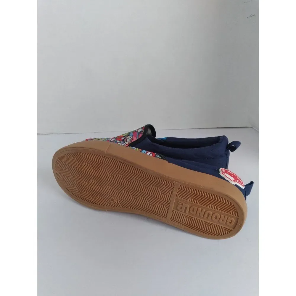 SpongeBob‎ SquarePants Cartoon Print Slip-On Sneakers with Gum Sole Blue Canvas